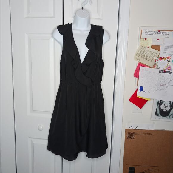BCBGeneration Black Ruffled Wrap Dress with Pockets NWOT - Picture 4 of 11